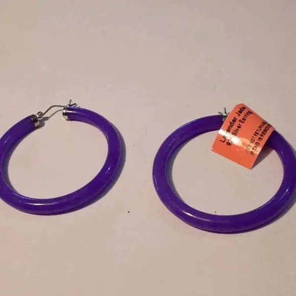 Lavender Jade Hoop Earrings with Sterling Silver Clasps
